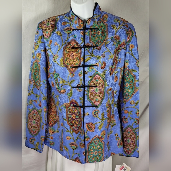 Adrianna Papell Jackets & Blazers - Vintage ADRIANNA PAPELL Blue Safe Silk Jacket - Size 8